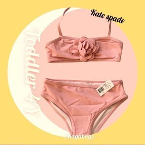 KATE SPADE NWT TODDLERS 4Y ROSETTE TWO PIECE SWIM SUIT DELPHINIUM PINK